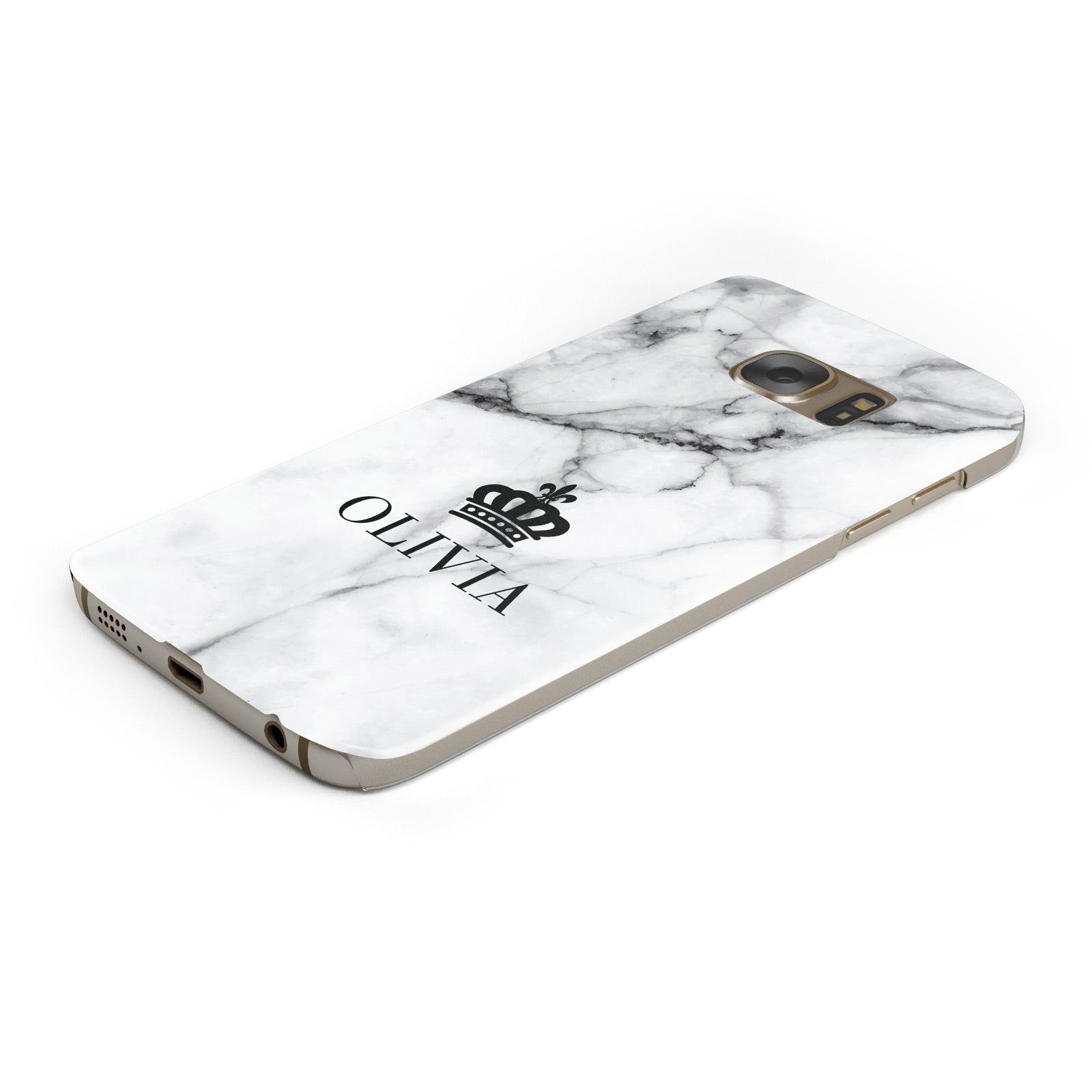 Personalised Marble Name Crown Samsung Galaxy Case Bottom Cutout