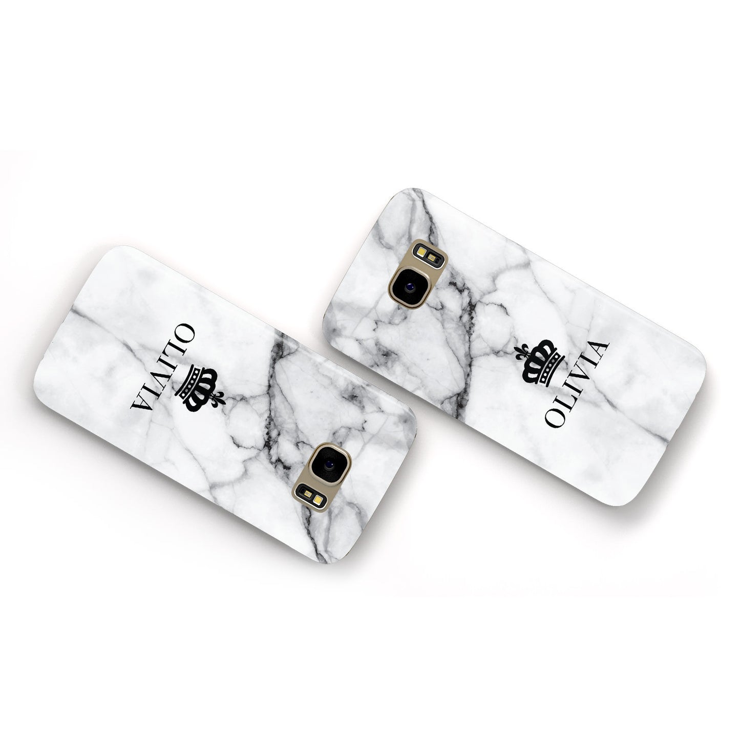 Personalised Marble Name Crown Samsung Galaxy Case Flat Overview