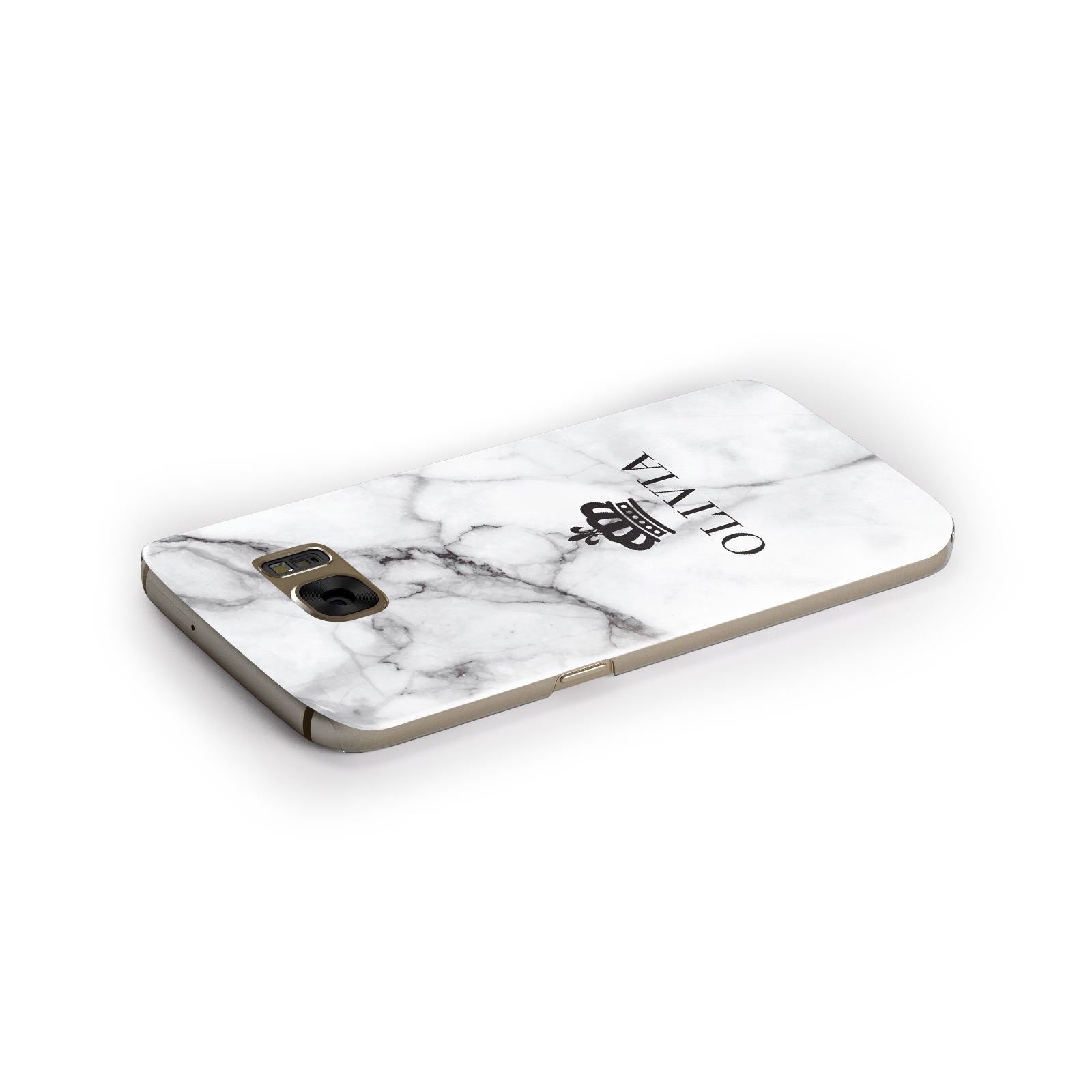Personalised Marble Name Crown Samsung Galaxy Case Side Close Up
