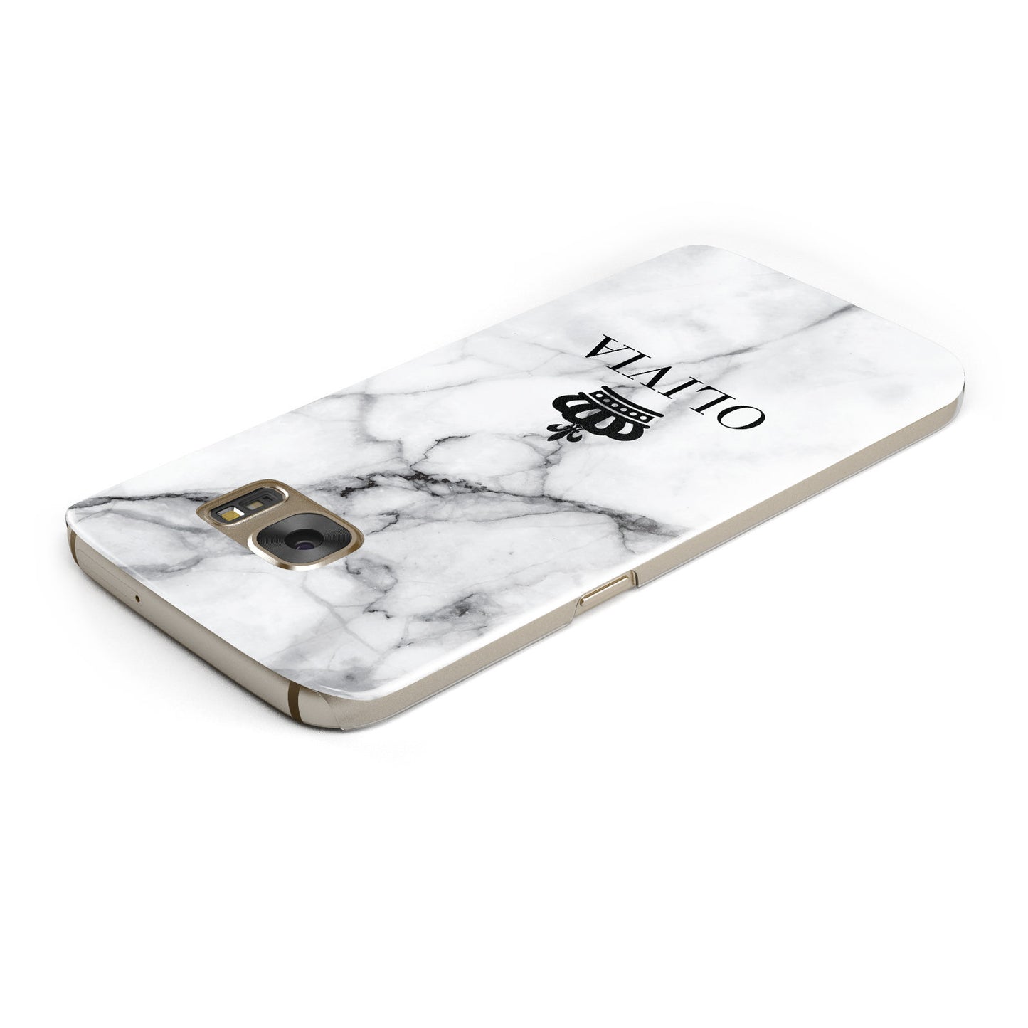 Personalised Marble Name Crown Samsung Galaxy Case Top Cutout