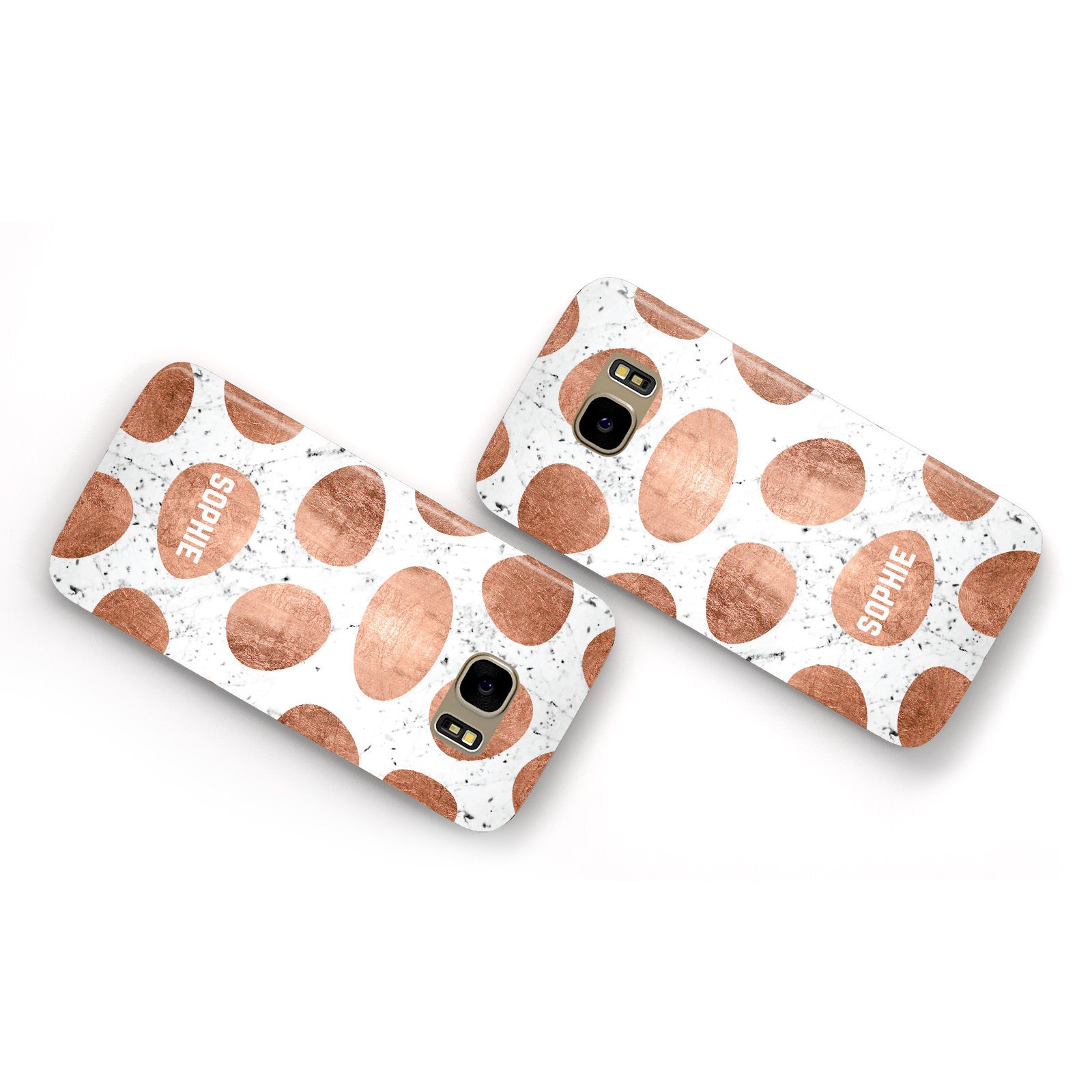 Personalised Marble Name Initials Rose Gold Dots Samsung Galaxy Case Flat Overview