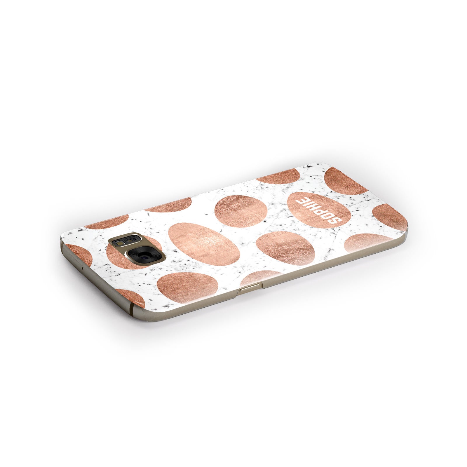 Personalised Marble Name Initials Rose Gold Dots Samsung Galaxy Case Side Close Up