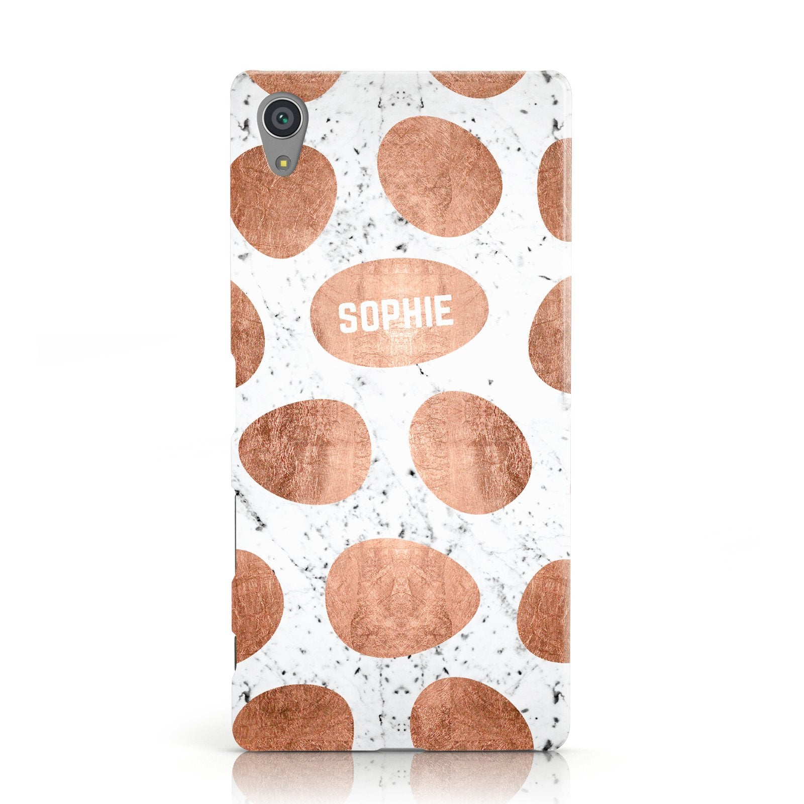Personalised Marble Name Initials Rose Gold Dots Sony Xperia Case