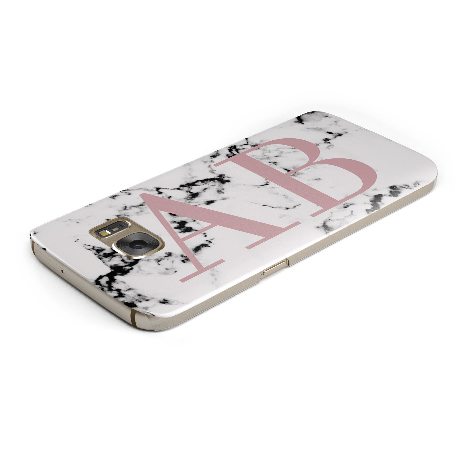 Marble Pattern Pink Initials Personalised Samsung Galaxy Case Top Cutout