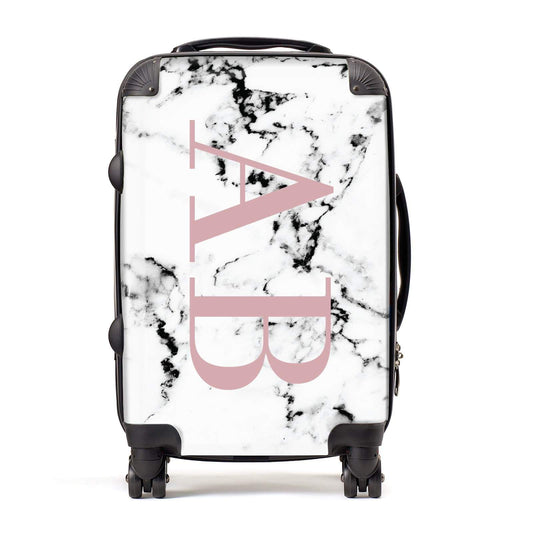 Marble Pattern Pink Initials Personalised Suitcase