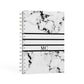 Marble Stripes Initials Personalised A5 Hardcover Notebook Second Side View