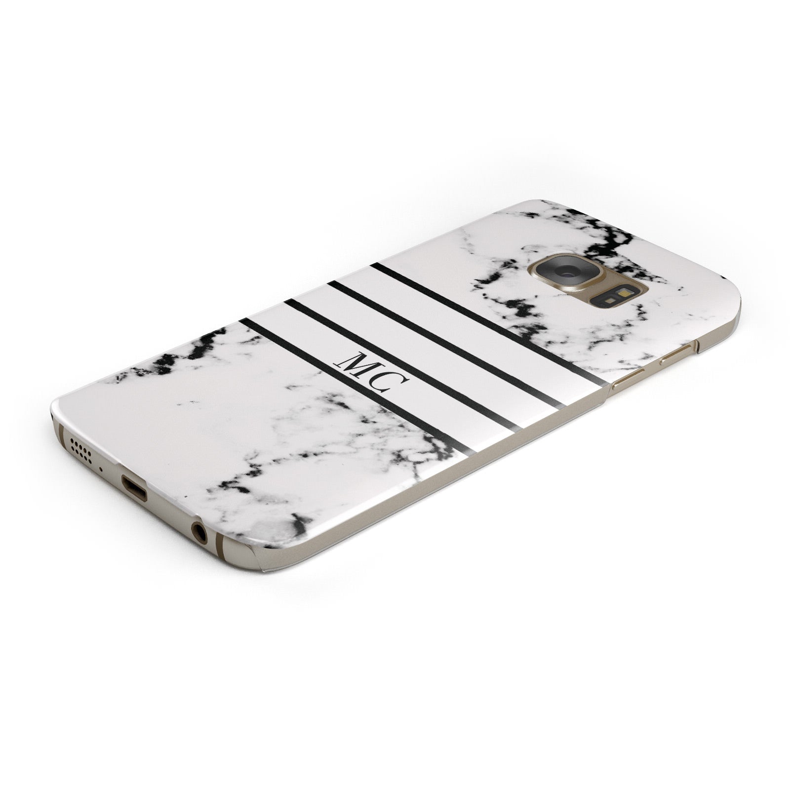 Marble Stripes Initials Personalised Samsung Galaxy Case Bottom Cutout