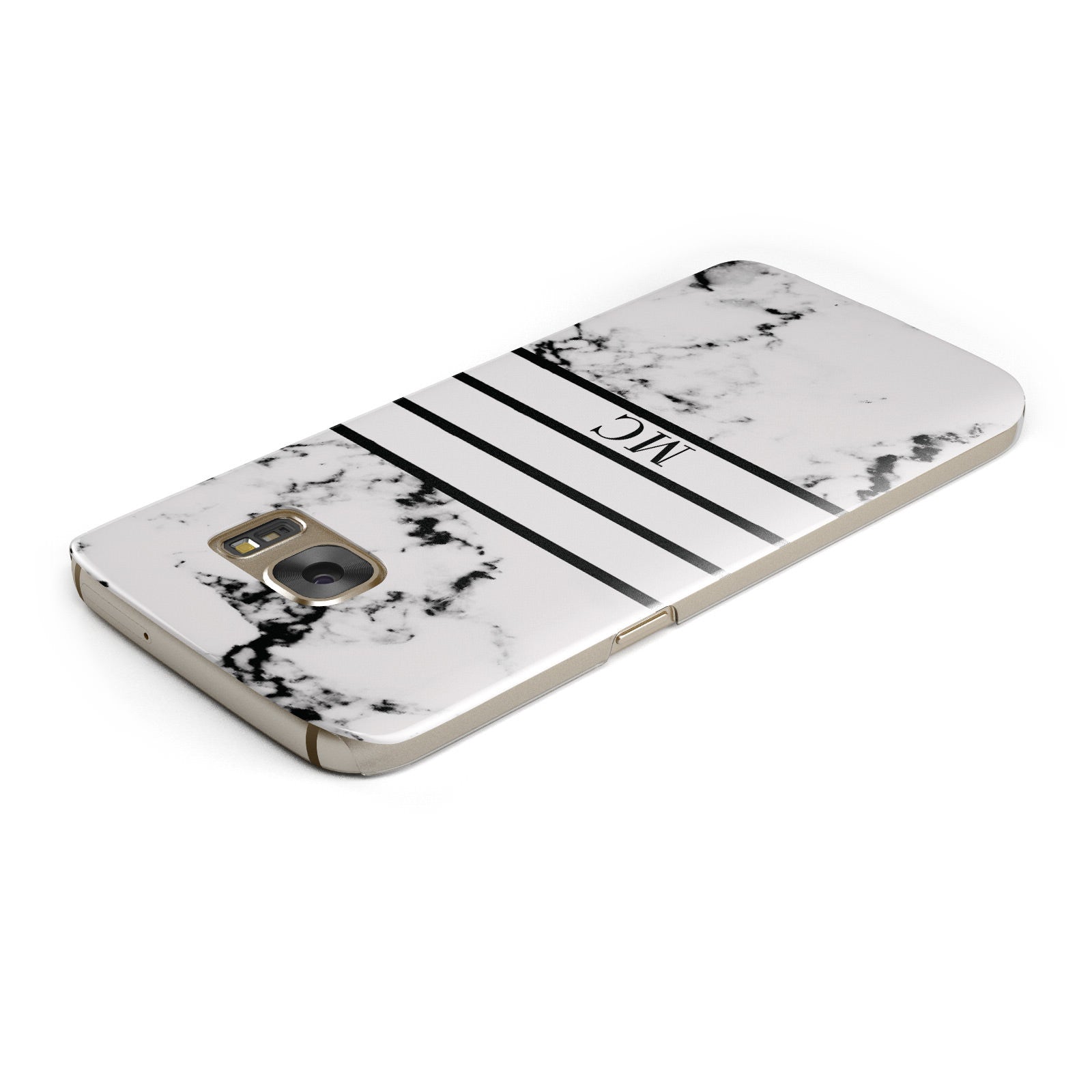 Marble Stripes Initials Personalised Samsung Galaxy Case Top Cutout