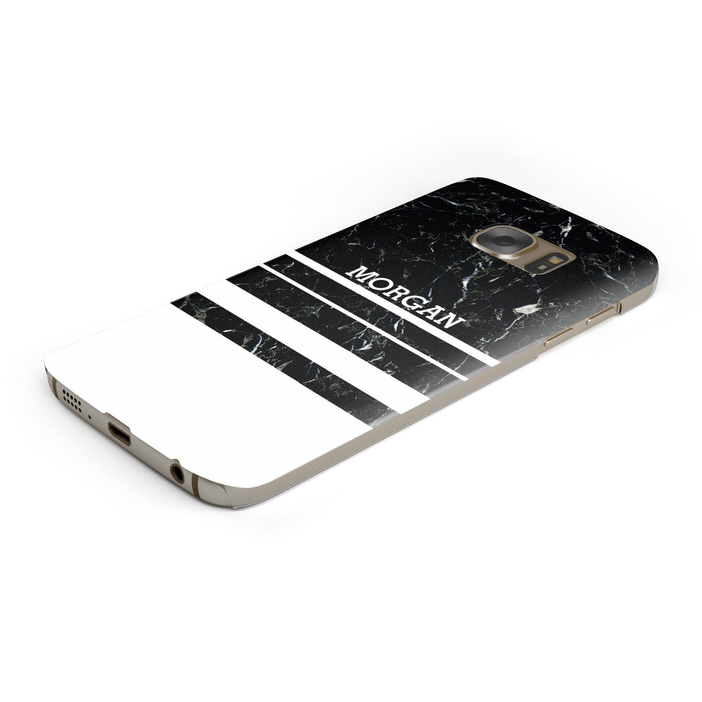 Personalised Marble Stripes Name Initials Samsung Galaxy Case Bottom Cutout