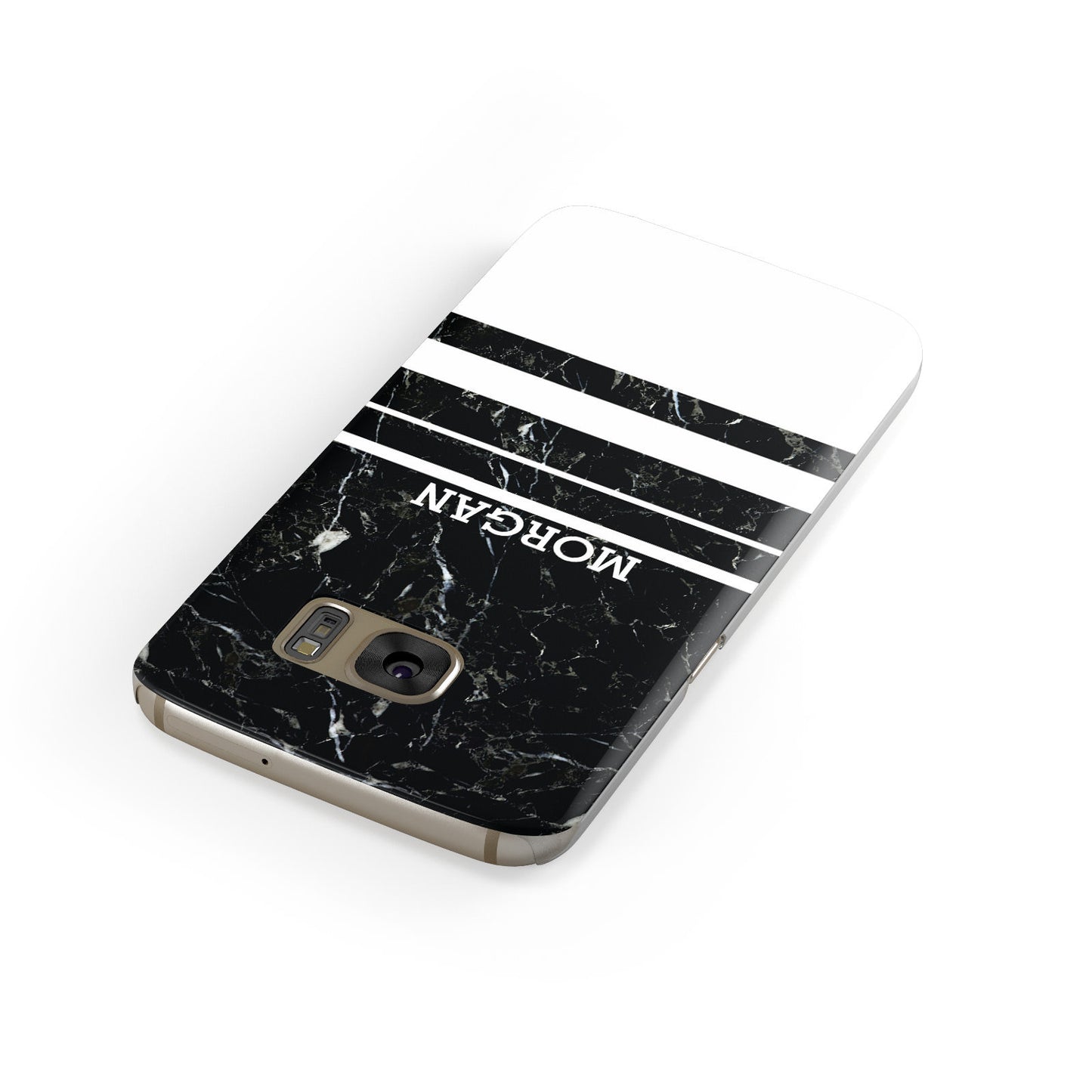 Personalised Marble Stripes Name Initials Samsung Galaxy Case Front Close Up
