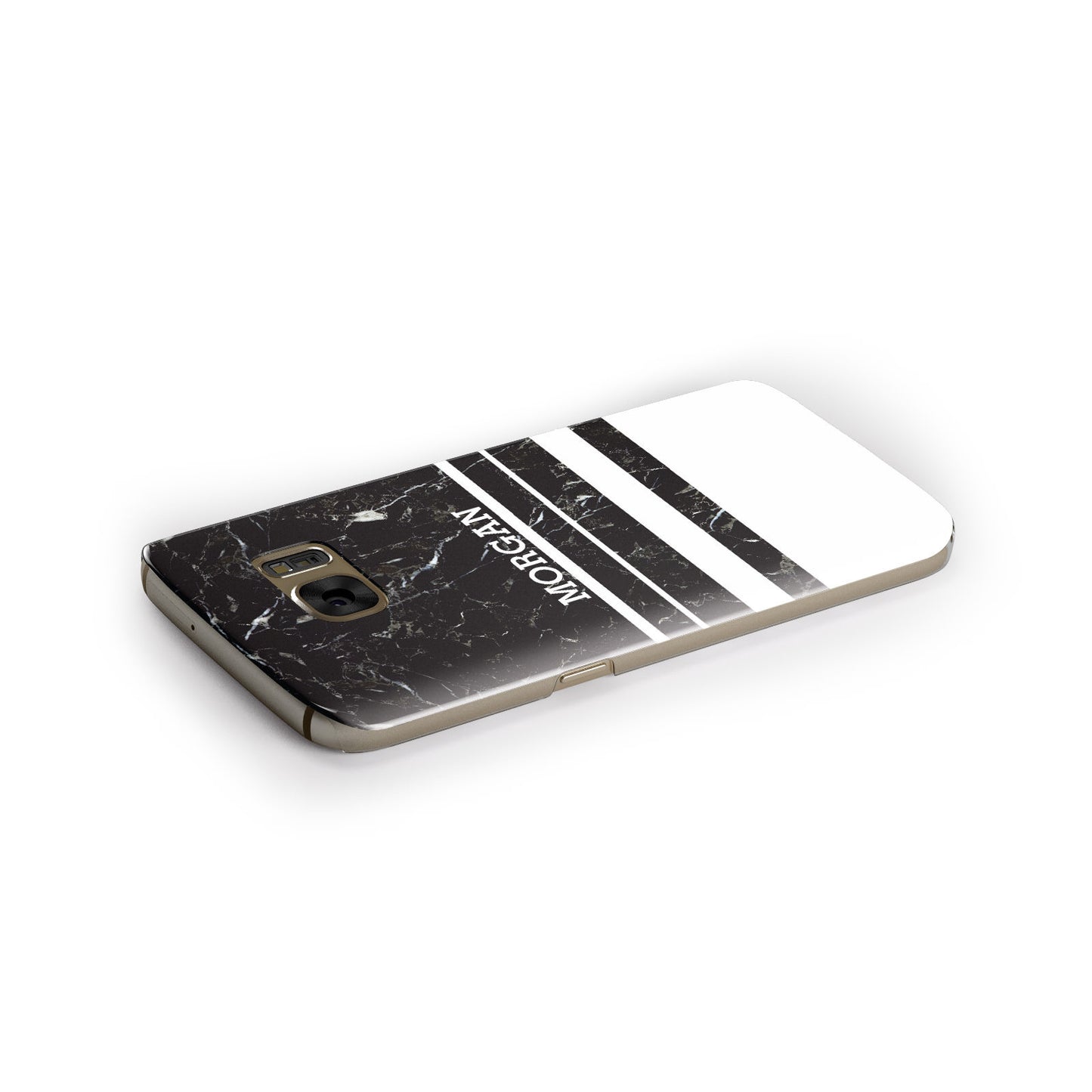 Personalised Marble Stripes Name Initials Samsung Galaxy Case Side Close Up