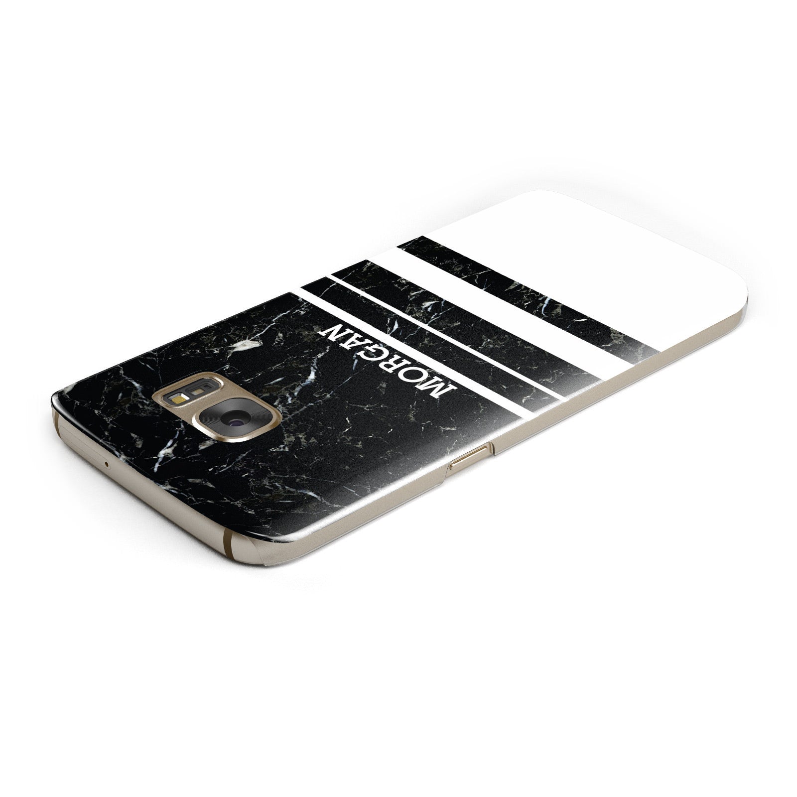 Personalised Marble Stripes Name Initials Samsung Galaxy Case Top Cutout