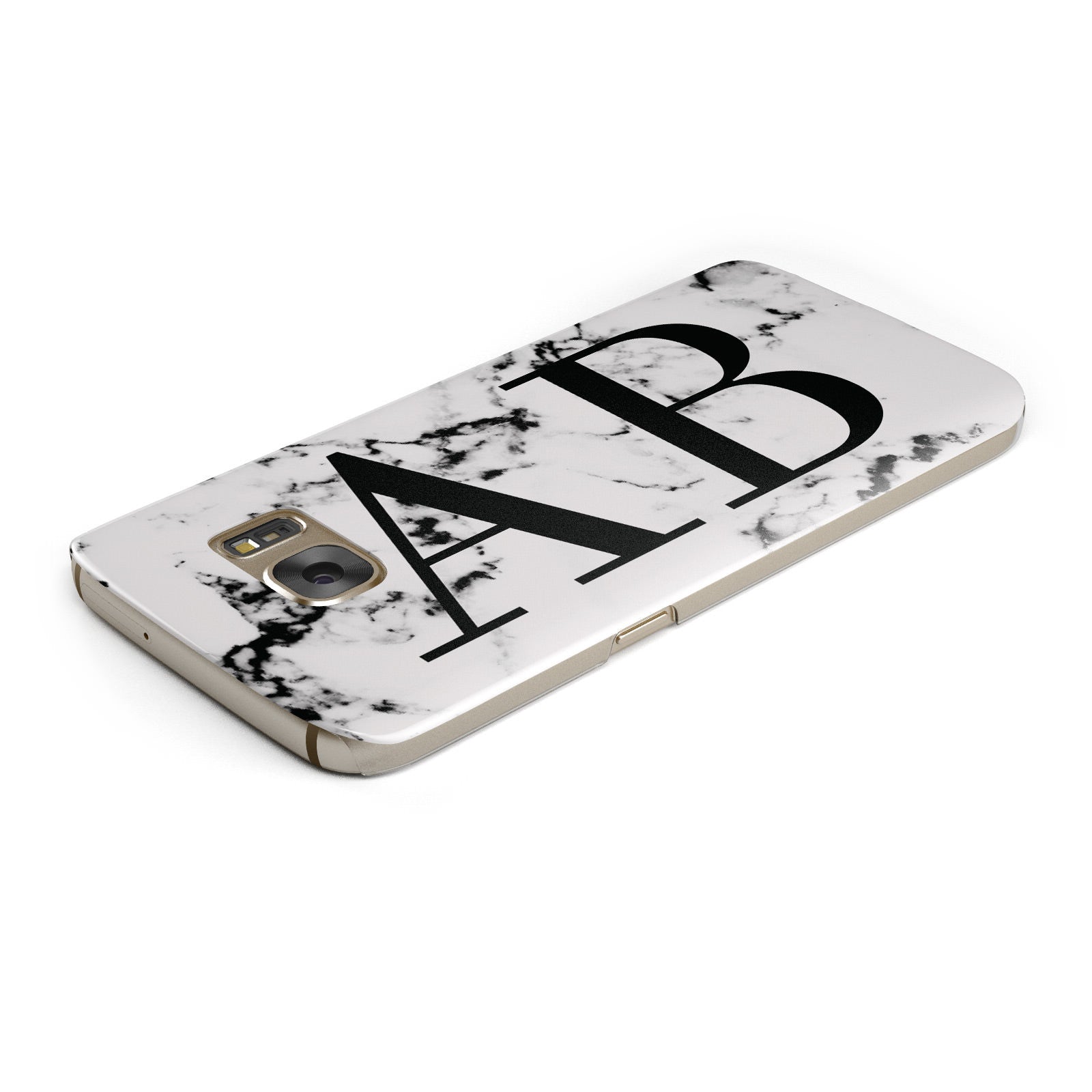 Marble Vertical Initials Personalised Samsung Galaxy Case Top Cutout