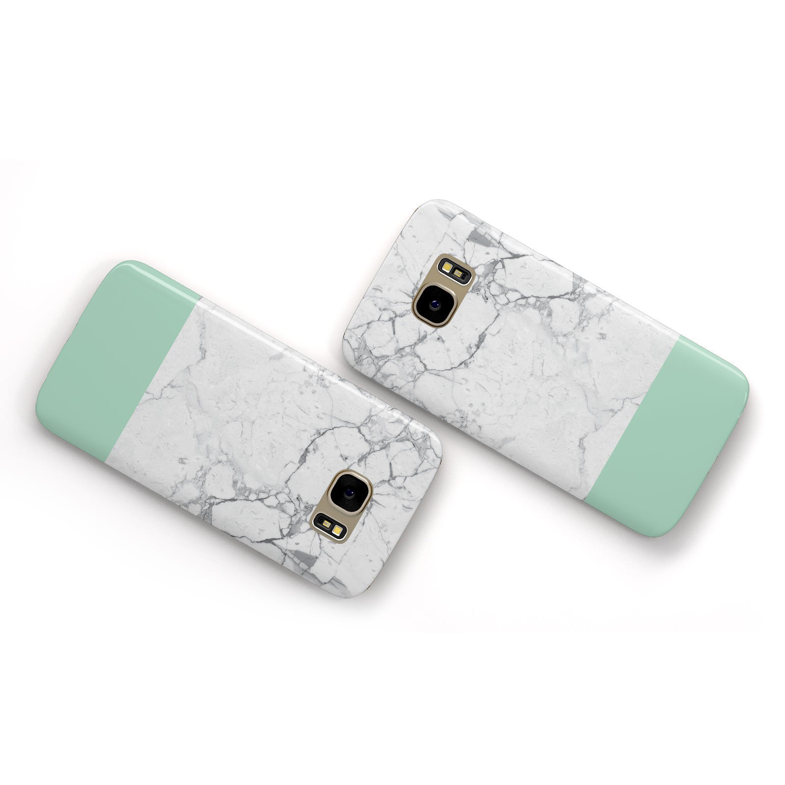 Marble White Carrara Green Samsung Galaxy Case Flat Overview