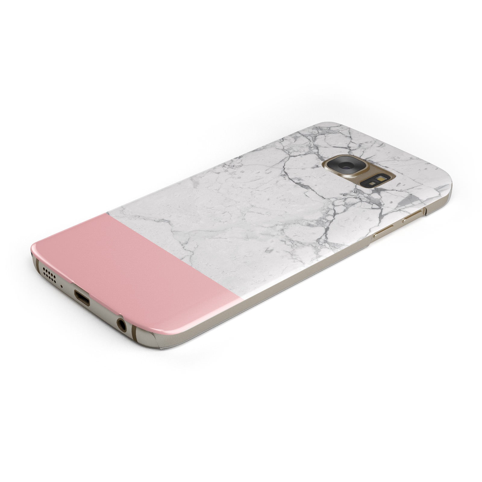 Marble White Carrara Pink Samsung Galaxy Case Bottom Cutout
