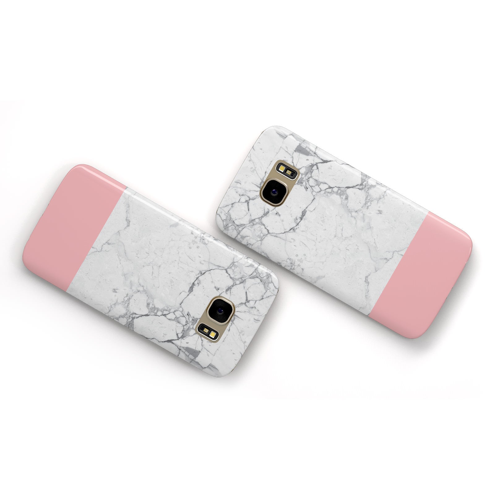 Marble White Carrara Pink Samsung Galaxy Case Flat Overview