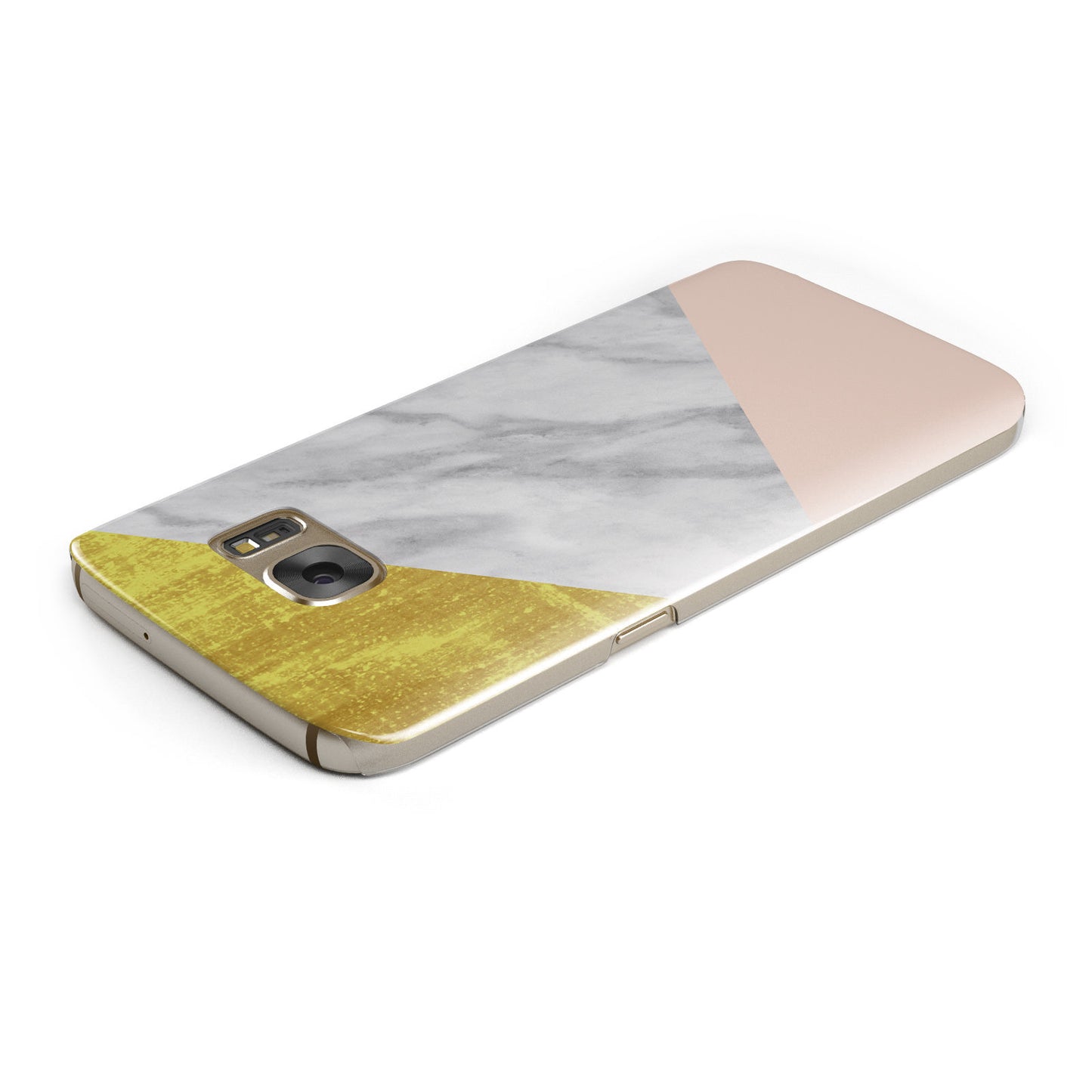 Marble White Gold Foil Peach Samsung Galaxy Case Top Cutout