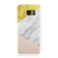 Marble White Gold Foil Peach Samsung Galaxy Case