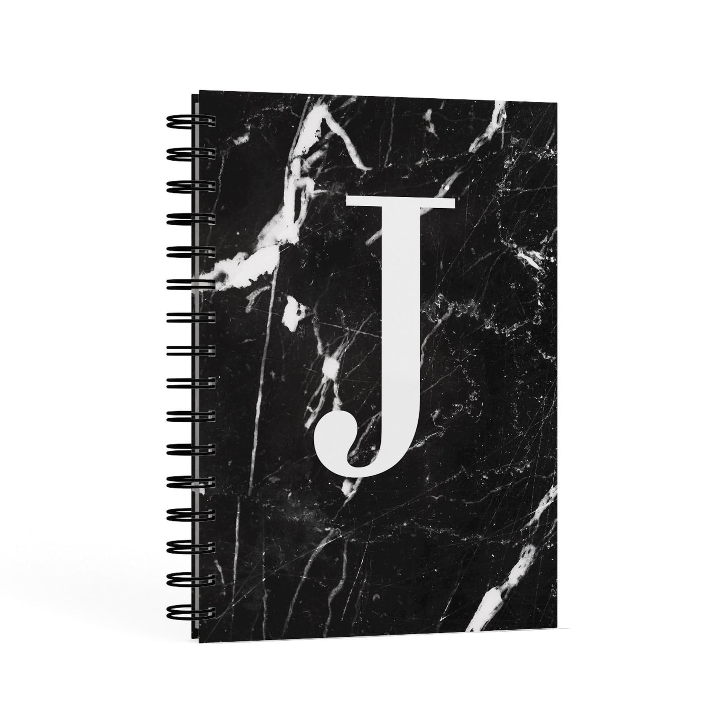 Marble White Initial Personalised A5 Hardcover Notebook Second Side View