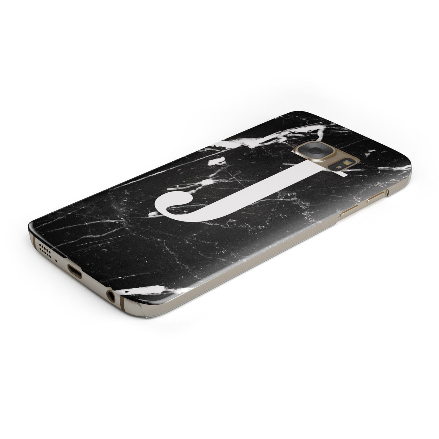 Marble White Initial Personalised Samsung Galaxy Case Bottom Cutout
