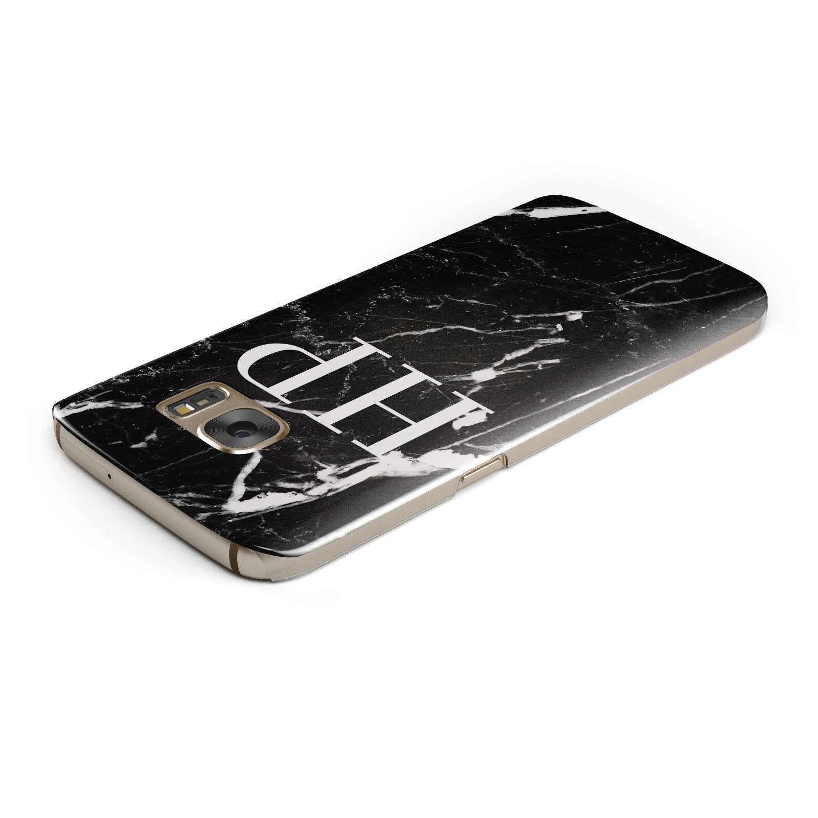 Marble White Initials Monogram Personalised Samsung Galaxy Case Top Cutout