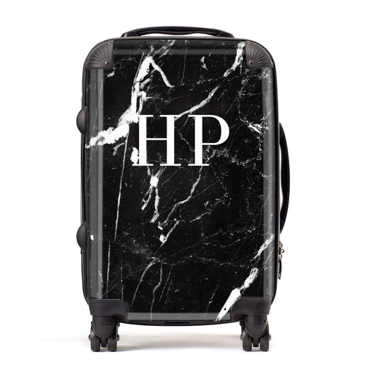 Marble White Initials Monogram Personalised Suitcase