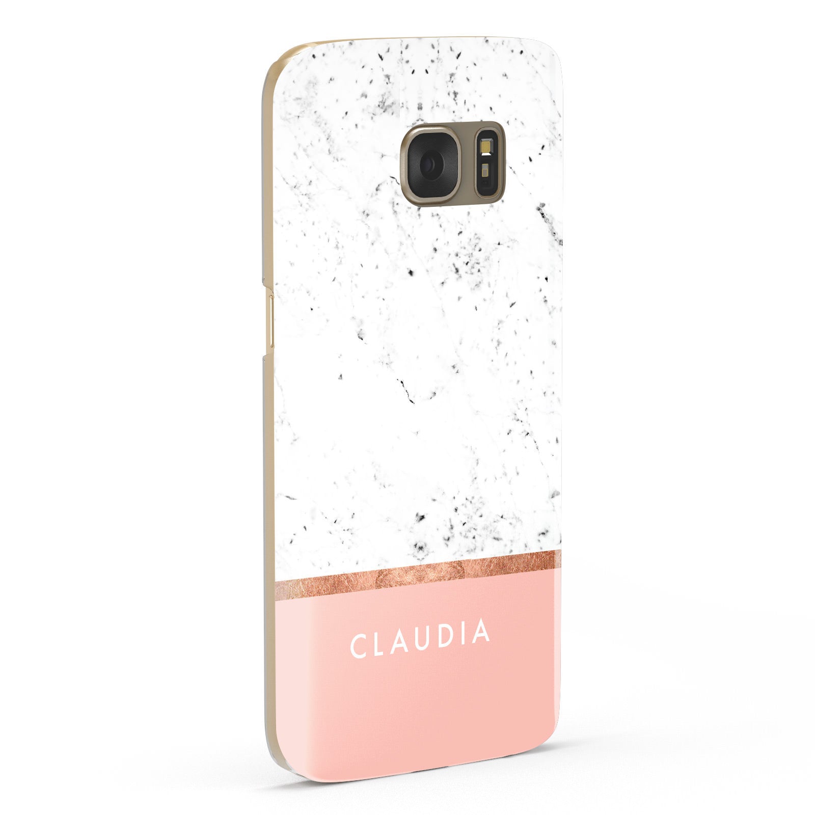 Personalised Marble With Name Initials Pink Samsung Galaxy Case Fourty Five Degrees
