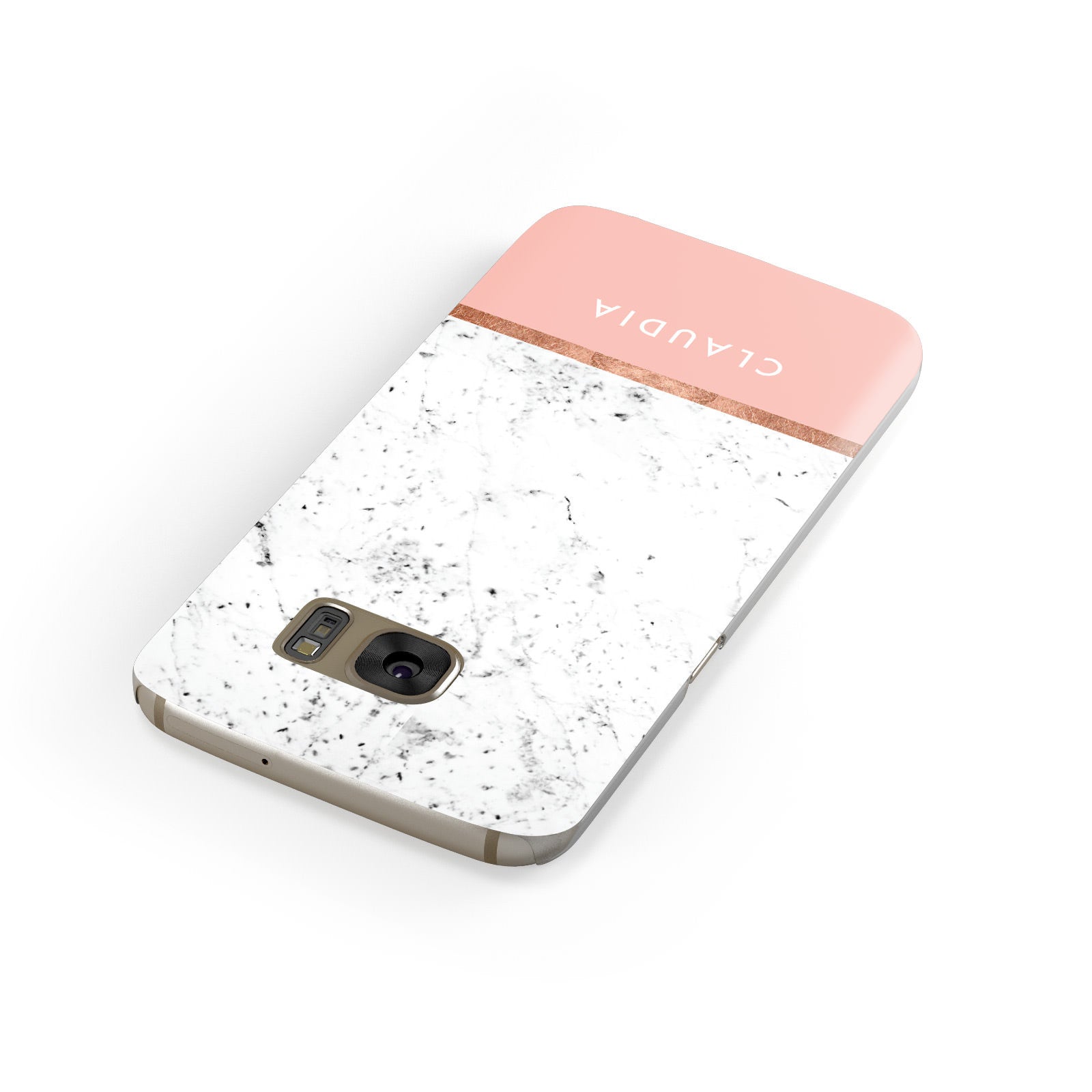 Personalised Marble With Name Initials Pink Samsung Galaxy Case Front Close Up