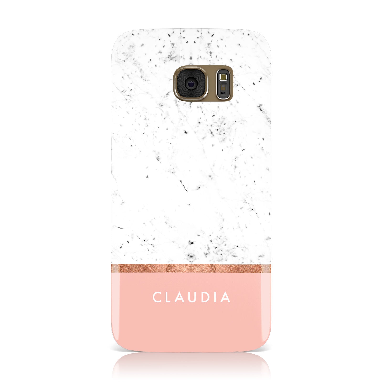 Personalised Marble With Name Initials Pink Samsung Galaxy Case