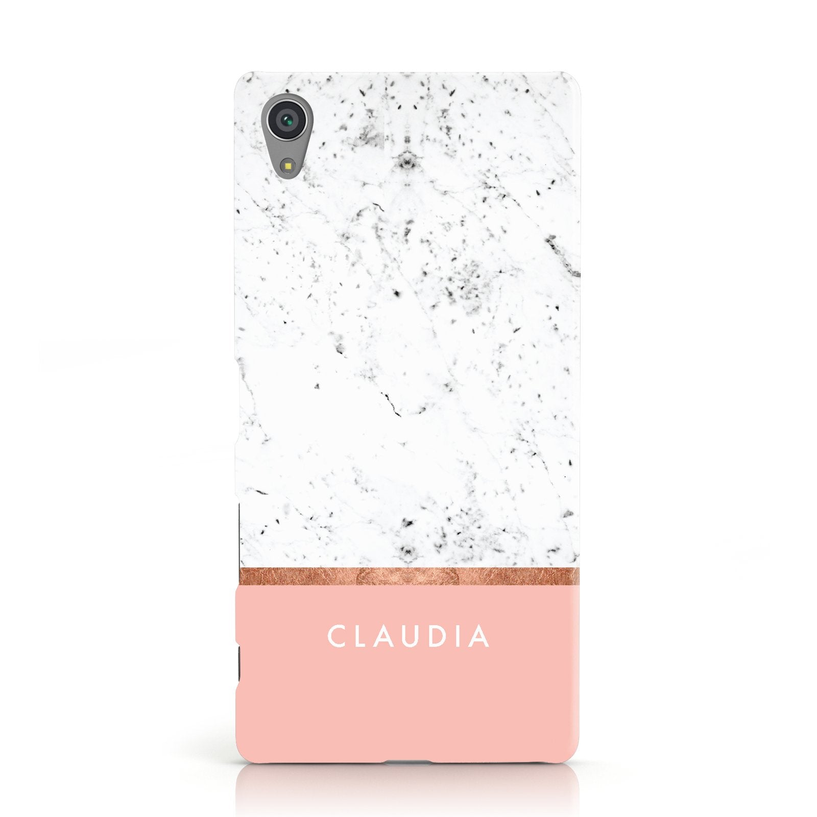 Personalised Marble With Name Initials Pink Sony Xperia Case