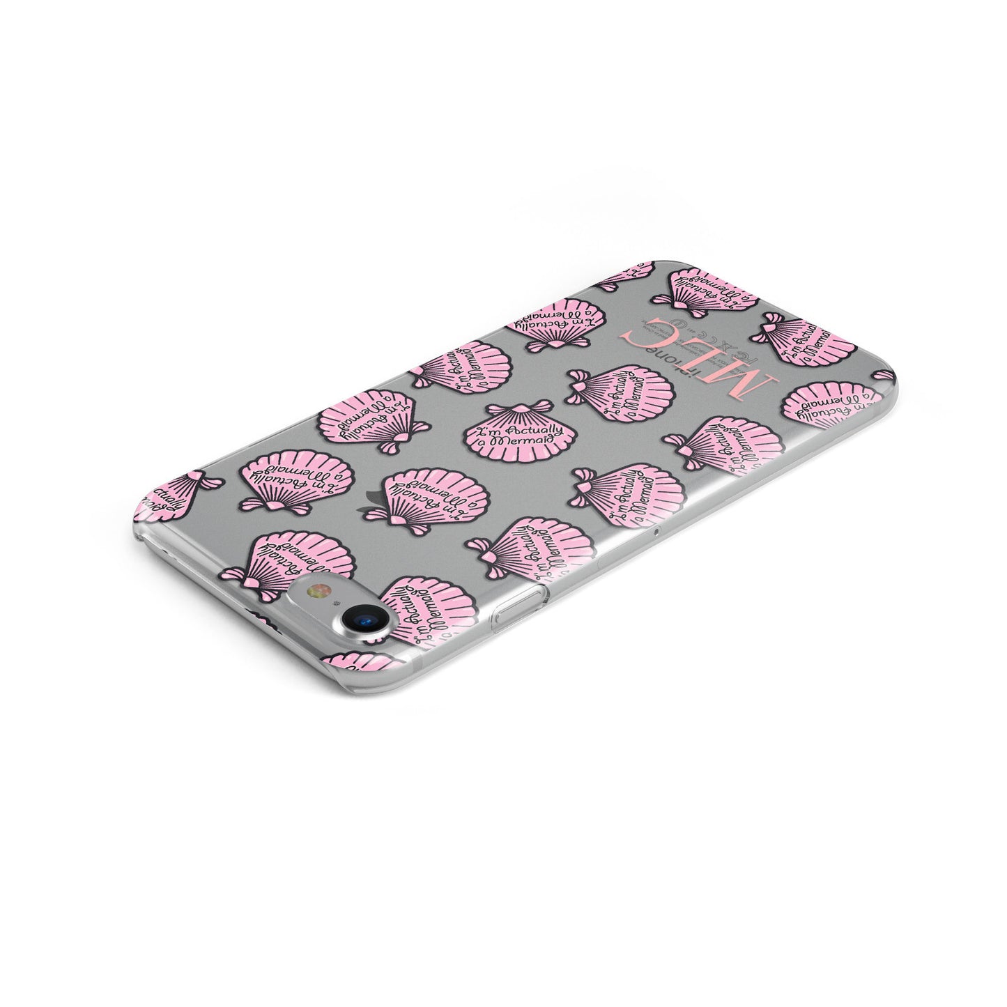 Personalised Mermaid Sea Shell Initials Apple iPhone Case Top Cutout