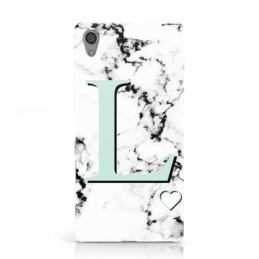 Personalised Mint Monogram Marble Heart Sony Xperia Case