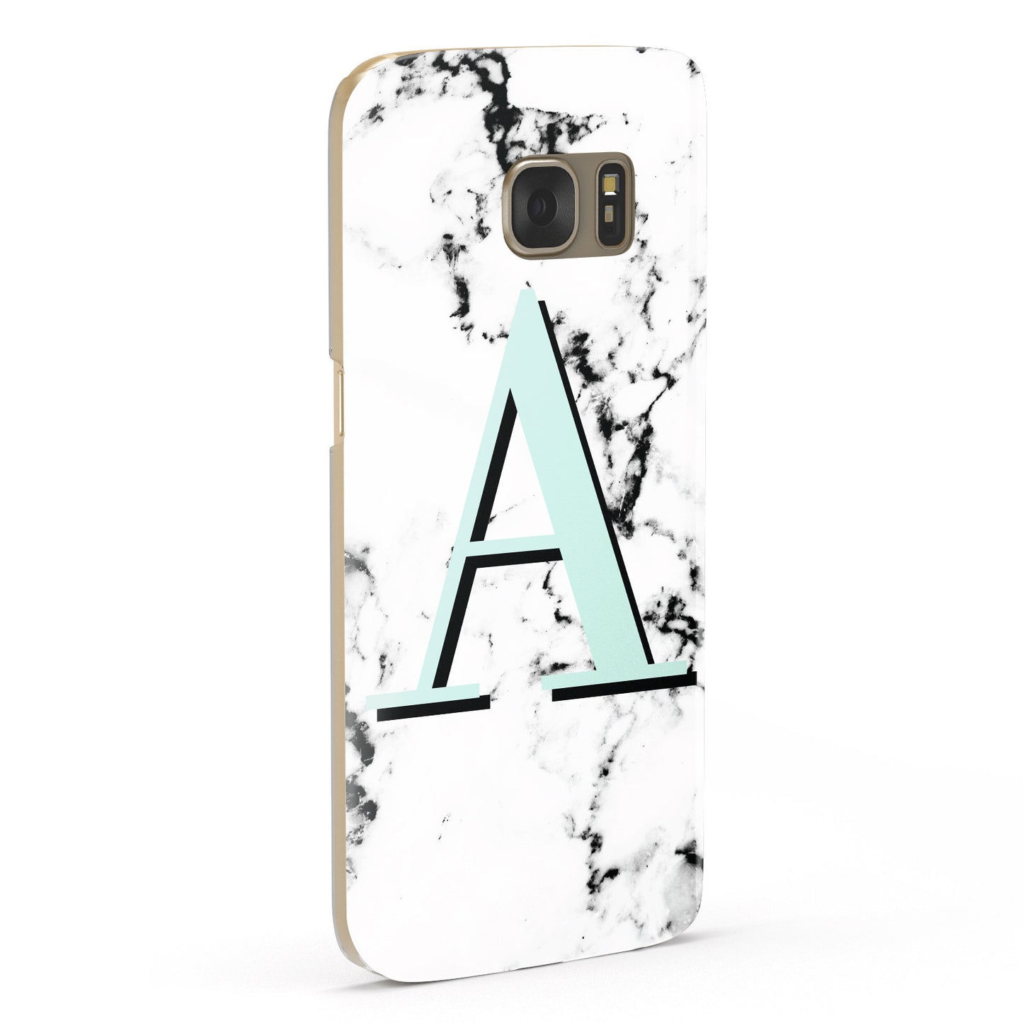 Personalised Mint Single Initial Marble Samsung Galaxy Case Fourty Five Degrees