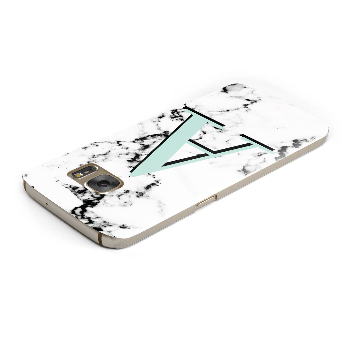 Personalised Mint Single Initial Marble Samsung Galaxy Case Top Cutout