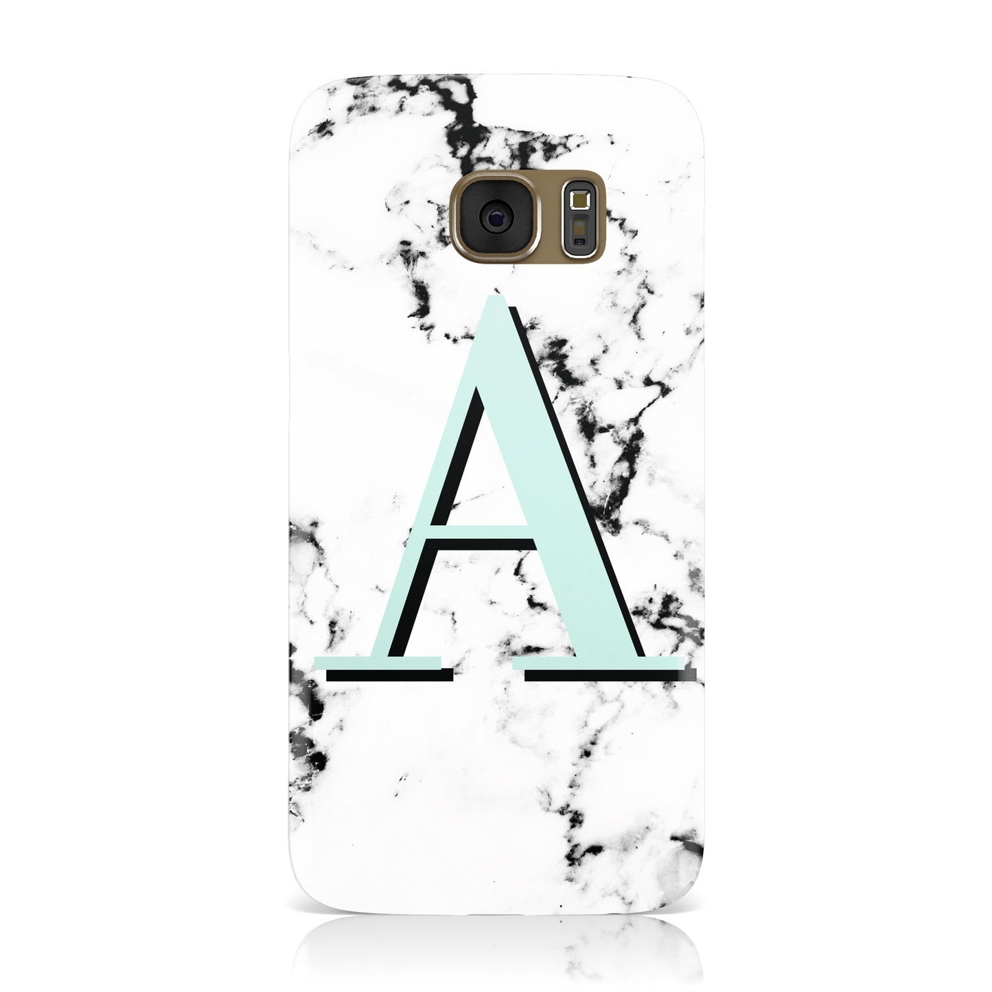 Personalised Mint Single Initial Marble Samsung Galaxy Case