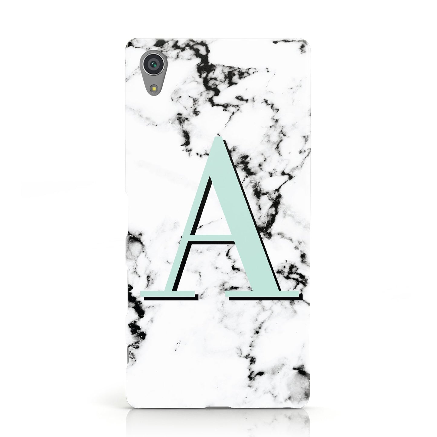 Personalised Mint Single Initial Marble Sony Xperia Case