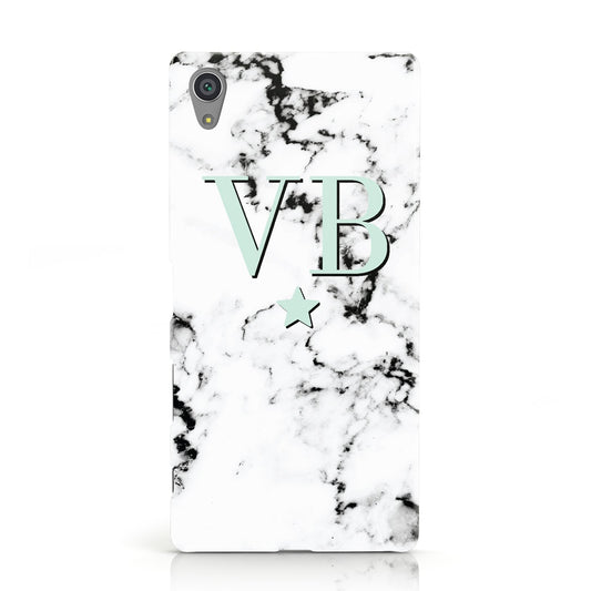 Personalised Mint Star With Monogram Marble Sony Xperia Case
