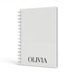 Name Personalised White A5 Hardcover Notebook Side View