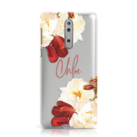 Personalised Name Transparent Clear Floral Nokia Case