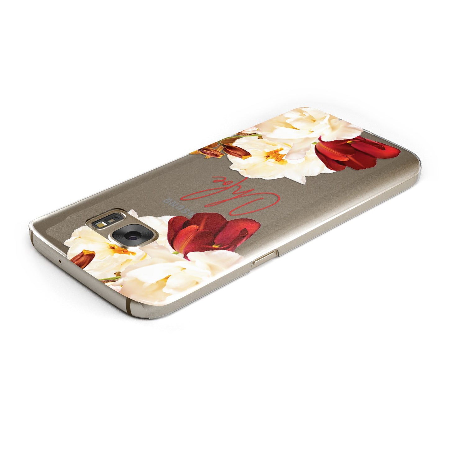 Personalised Name Transparent Clear Floral Samsung Galaxy Case Top Cutout