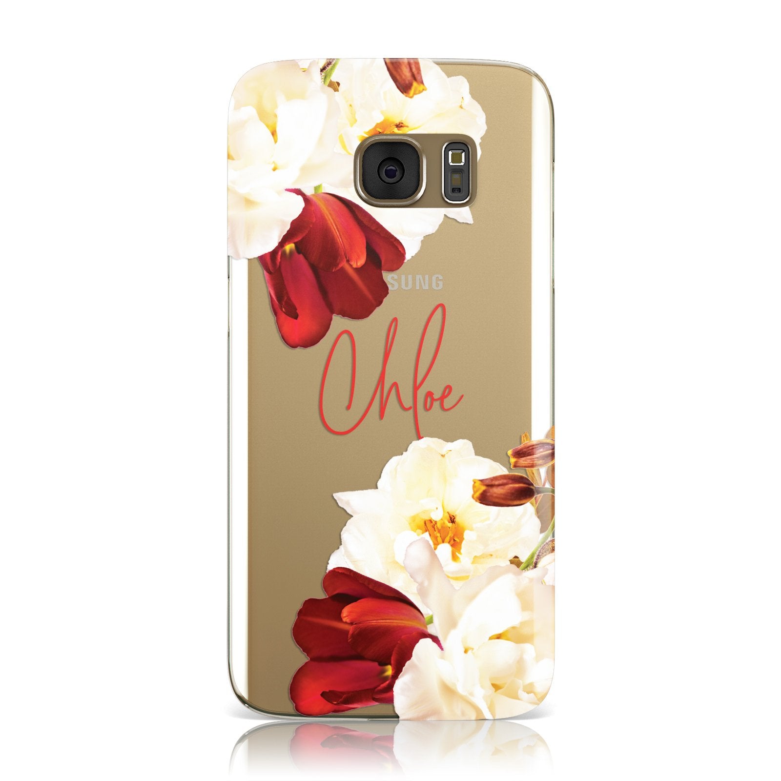 Personalised Name Transparent Clear Floral Samsung Galaxy Case