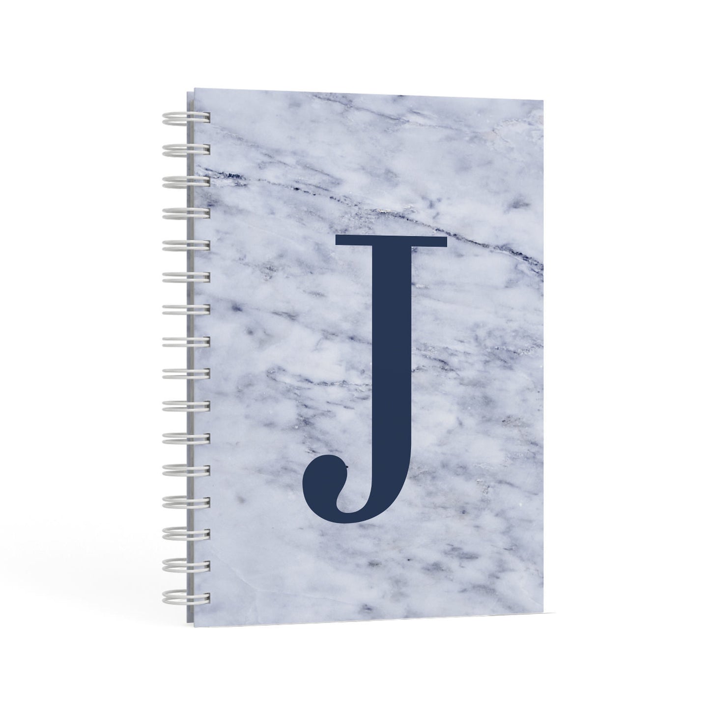 Navy Blue Single Initial A5 Hardcover Notebook Second Side View