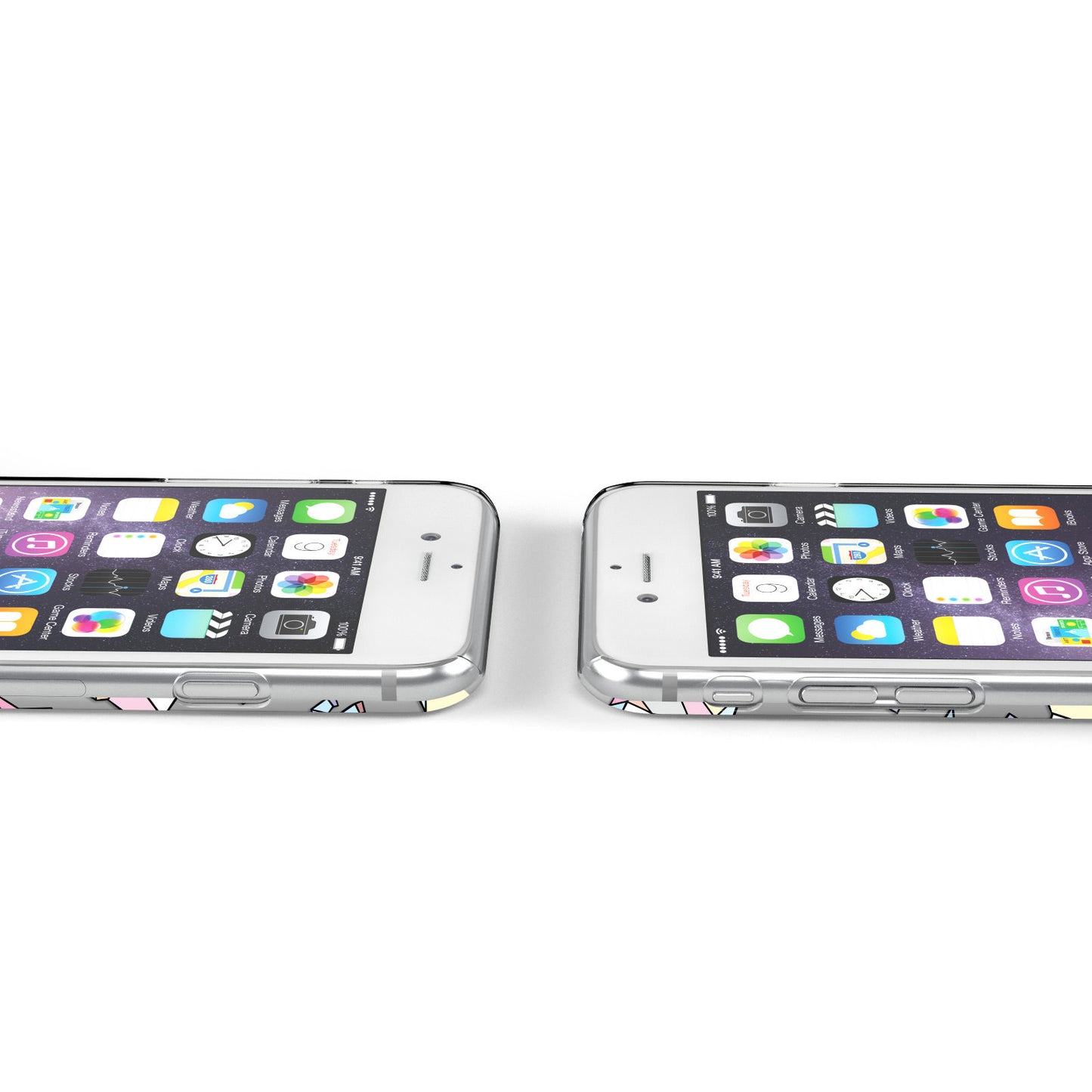 Origami Unicorn Transparent Personalised Initials Apple iPhone Case Ports Cutout