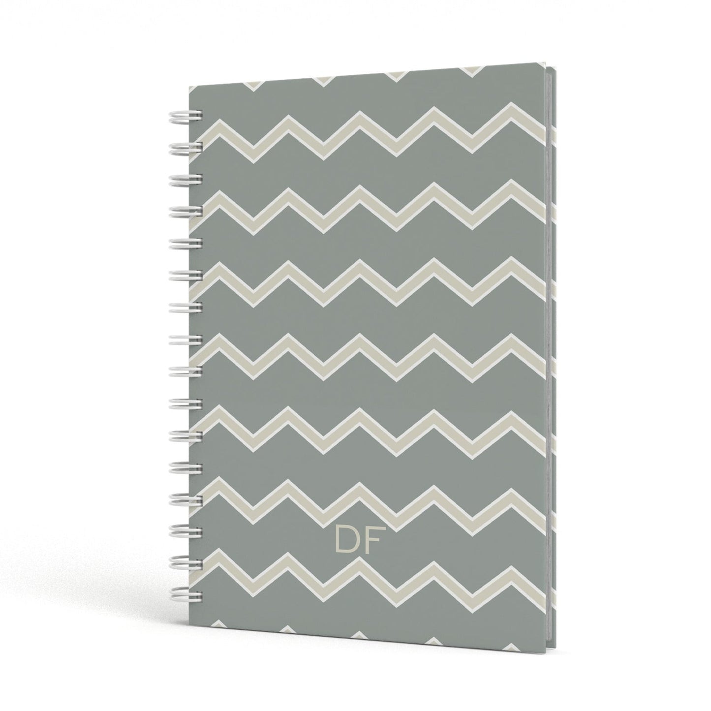 Personalised 2 Tone Chevron A5 Hardcover Notebook Side View
