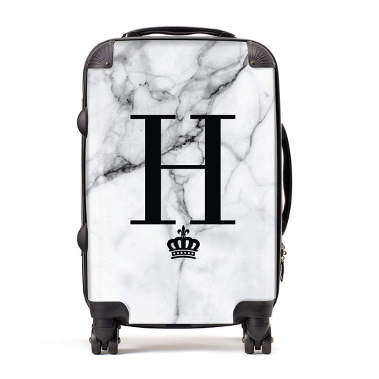 Personalised Big Initials Crown Marble Suitcase