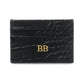 Personalised Black Croc Leather Card Holder