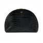 Personalised Black Croc Leather Half Moon Clutch