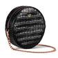 Personalised Black Croc Leather Round Crossbody Bag Side Image