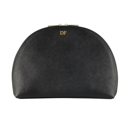 Personalised Black Saffiano Leather Half Moon Clutch