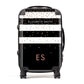 Personalised Black Striped Name Initials Suitcase